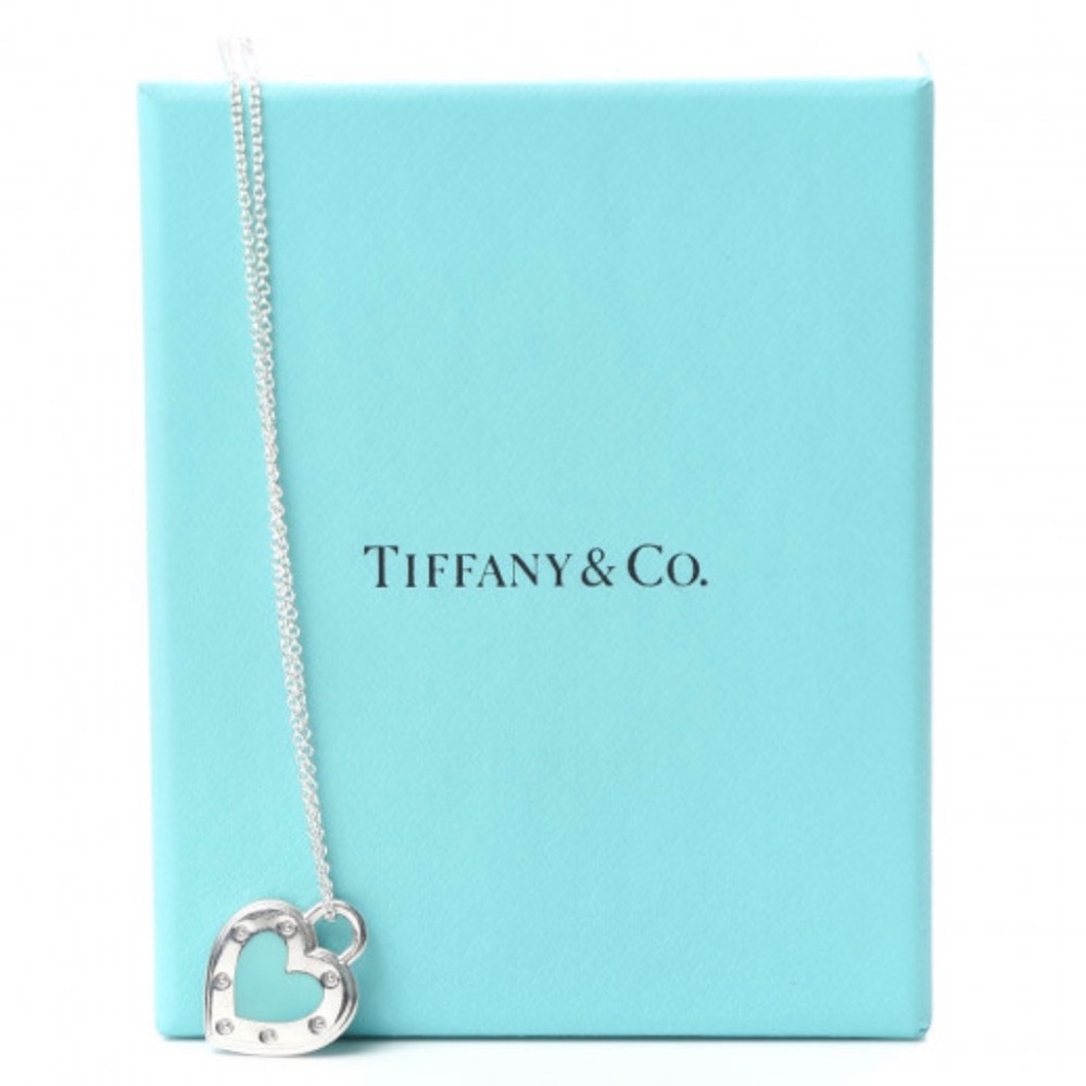 ✨Tiffany & Co. Return to Blue Enamel LOVE Heart Tag Necklace 17.9" Silver